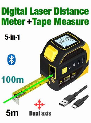 SmartTape SDLT100G Green Beam 5-in-1 Digital Laser Distance Meter 100m Xpro + 5m Tape Measure [Industrial Grade] + Special Promotion Offer Laser Tape Measures