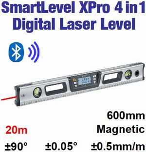 SmartLevel SDL60XP Digital Laser Spirit Level 600mm XPro 0.05° Magnetic w/Bluetooth & Voice Data [Industrial Grade] Digital Spirit Levels
