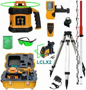 Spot-On SRL205GWS+ Rotary Laser Level Green HDG Horizontal & Dual Grade Ext/Int 600m GroundWorks Combo Set + Special 2026  Promotion Spot-On Rotary Lasers